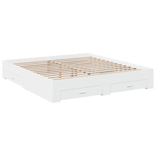 Bedframe met lades bewerkt hout wit 200x200 cm
