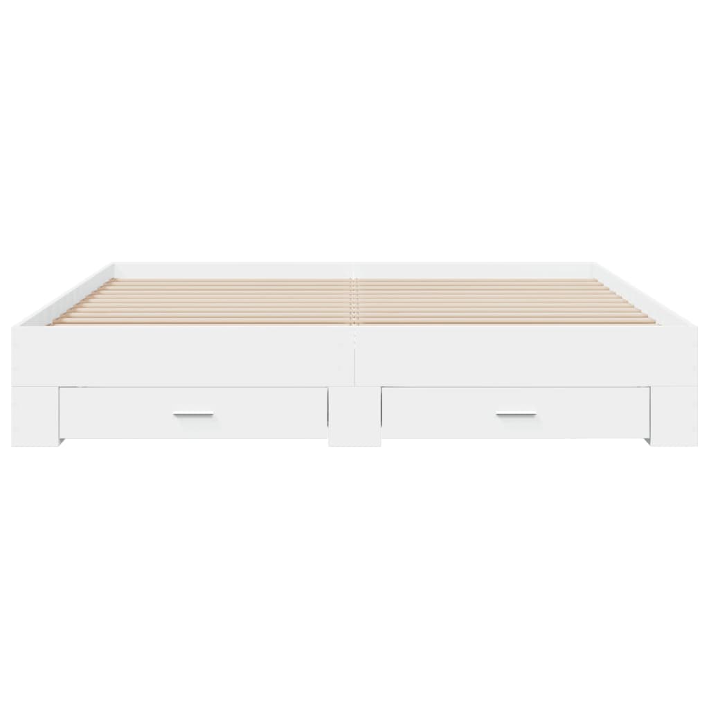 Bedframe met lades bewerkt hout wit 200x200 cm