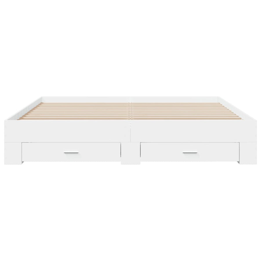 Bedframe met lades bewerkt hout wit 200x200 cm