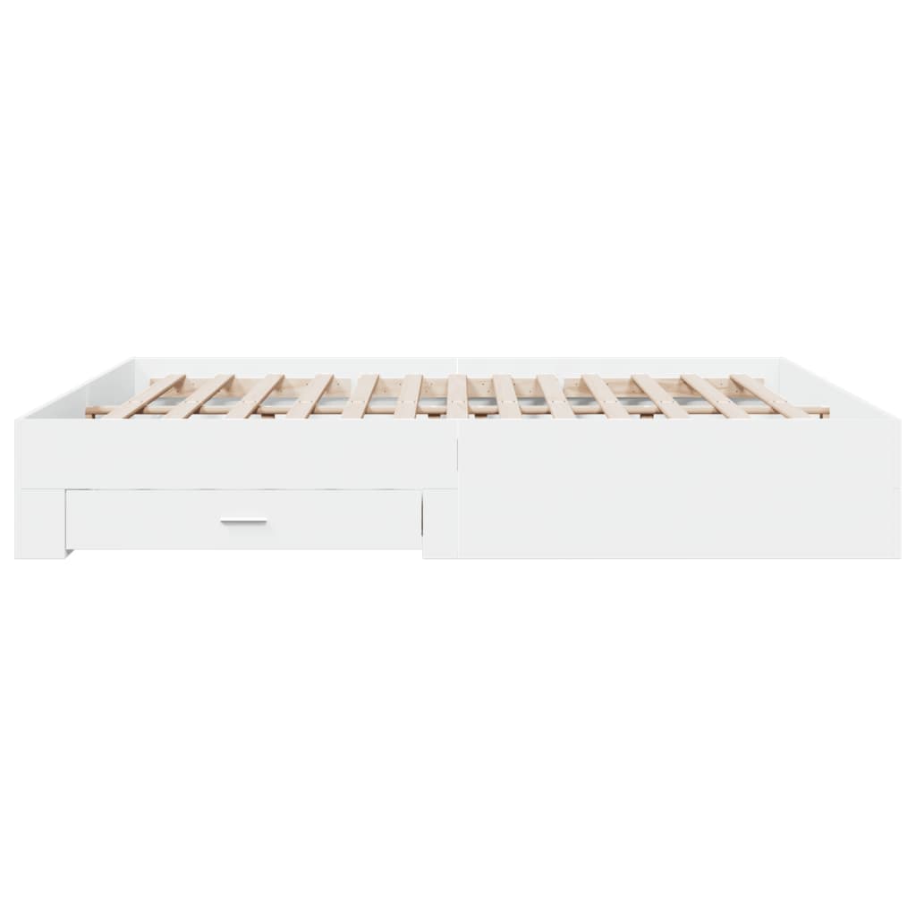 Bedframe met lades bewerkt hout wit 200x200 cm
