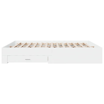 Bedframe met lades bewerkt hout wit 200x200 cm