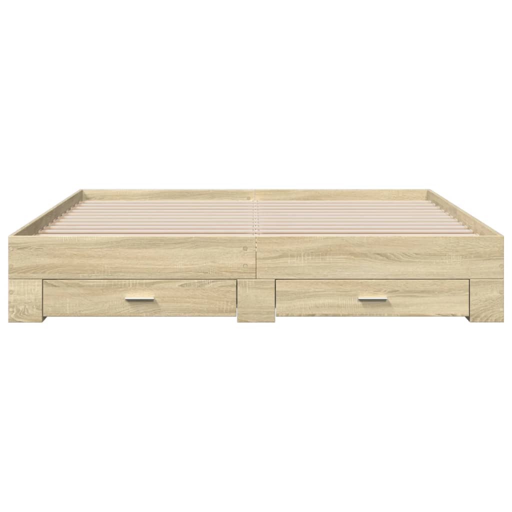 Bedframe met lades bewerkt hout sonoma eikenkleurig 200x200 cm