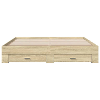 Bedframe met lades bewerkt hout sonoma eikenkleurig 200x200 cm