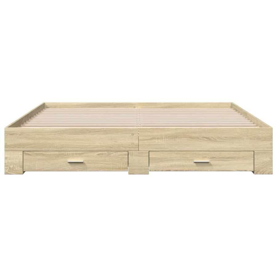 Bedframe met lades bewerkt hout sonoma eikenkleurig 200x200 cm