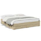 Bed frame with drawers, engineered wood, Sonoma oak-coloured, 200x200 cm