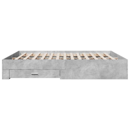 Bedframe met lades bewerkt hout betongrijs 200x200 cm