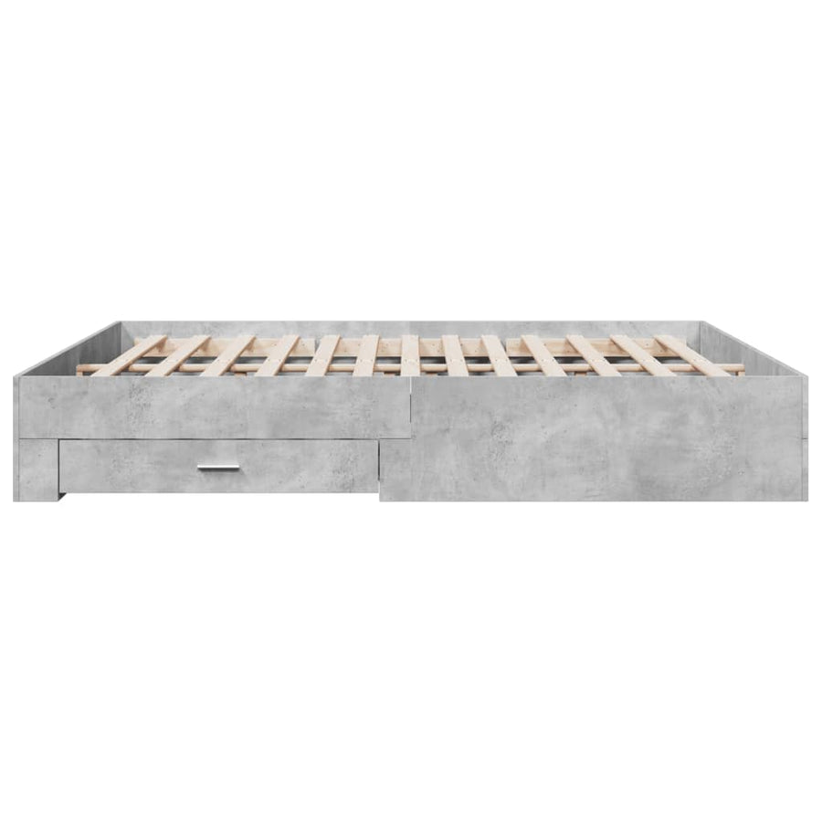 Bedframe met lades bewerkt hout betongrijs 200x200 cm
