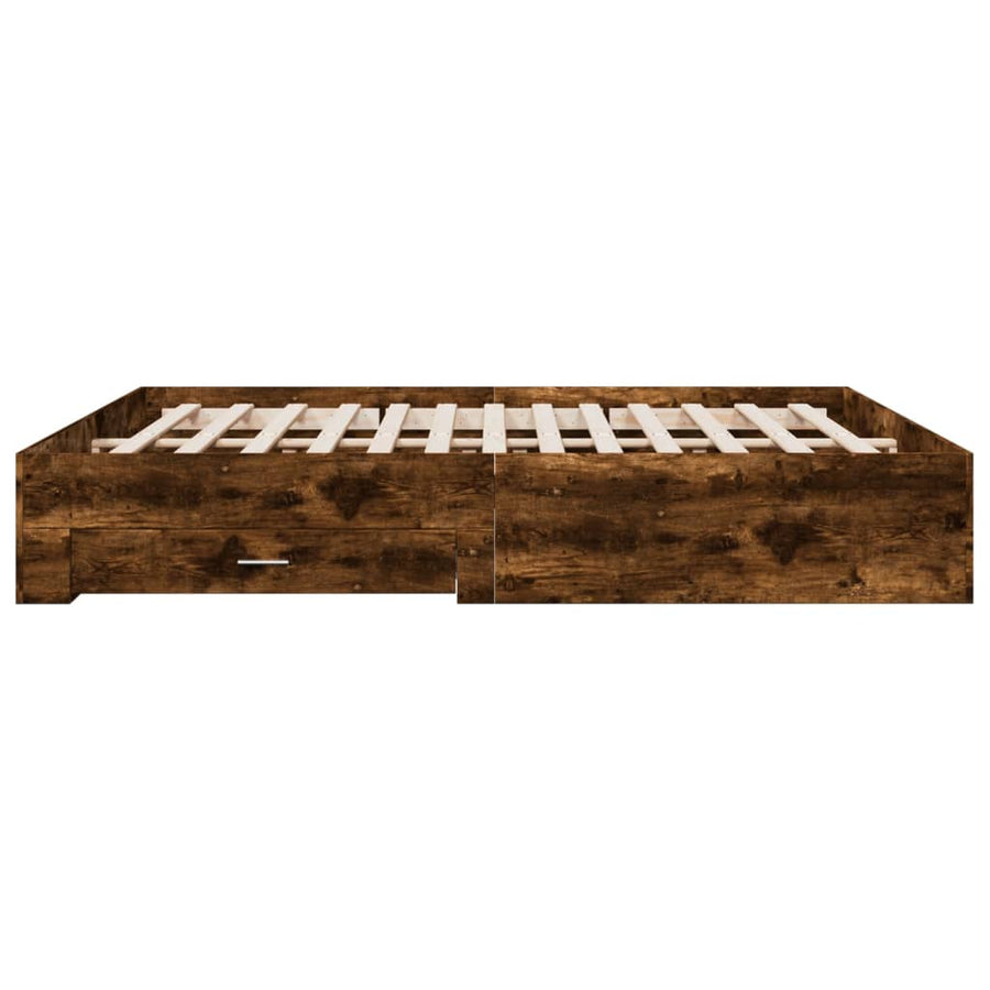 Bedframe met lades bewerkt hout gerookt eikenkleurig 200x200 cm