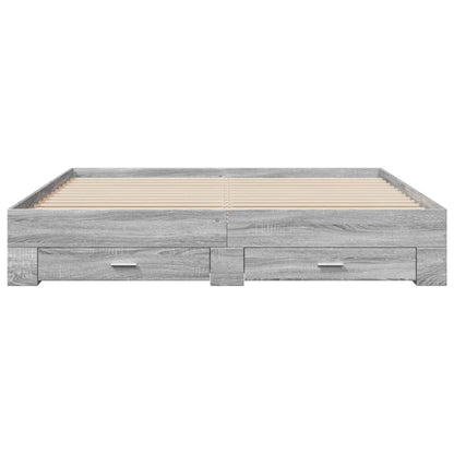Bedframe met lades bewerkt hout grijs sonoma eiken 200x200 cm