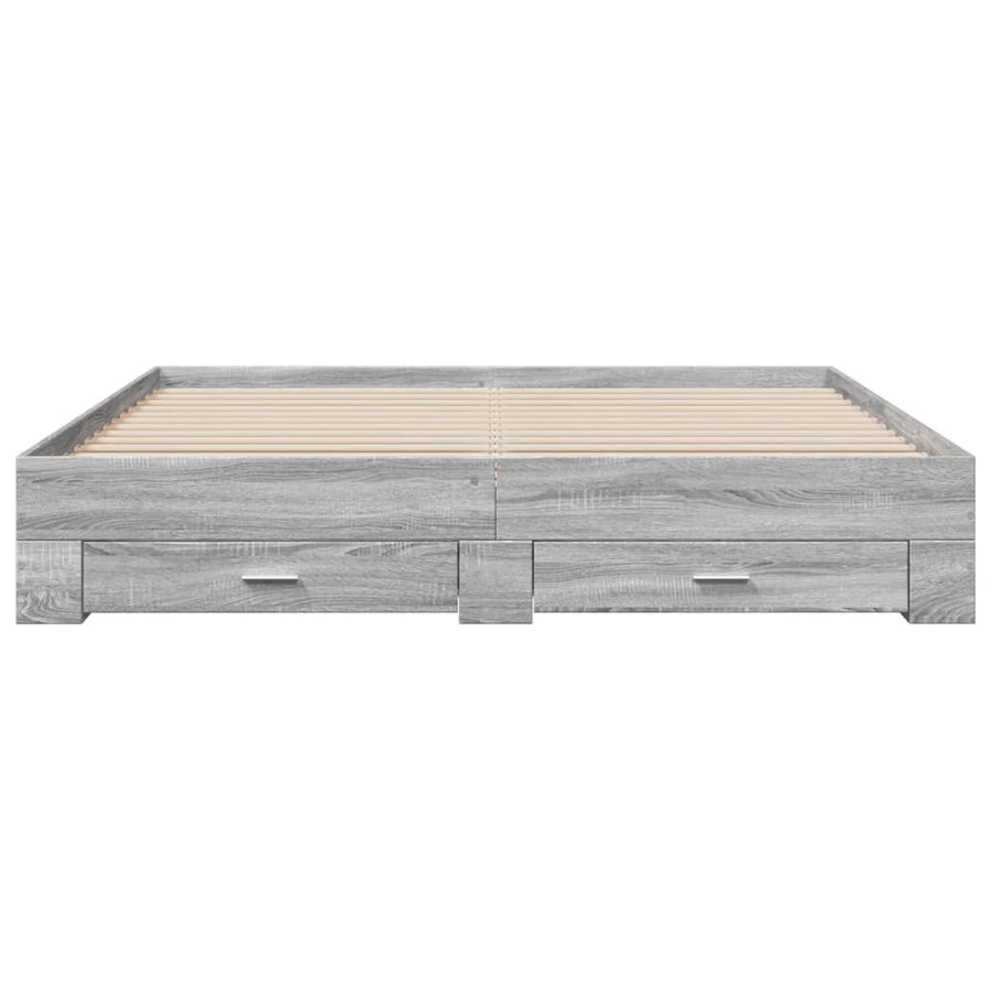 Bedframe met lades bewerkt hout grijs sonoma eiken 200x200 cm
