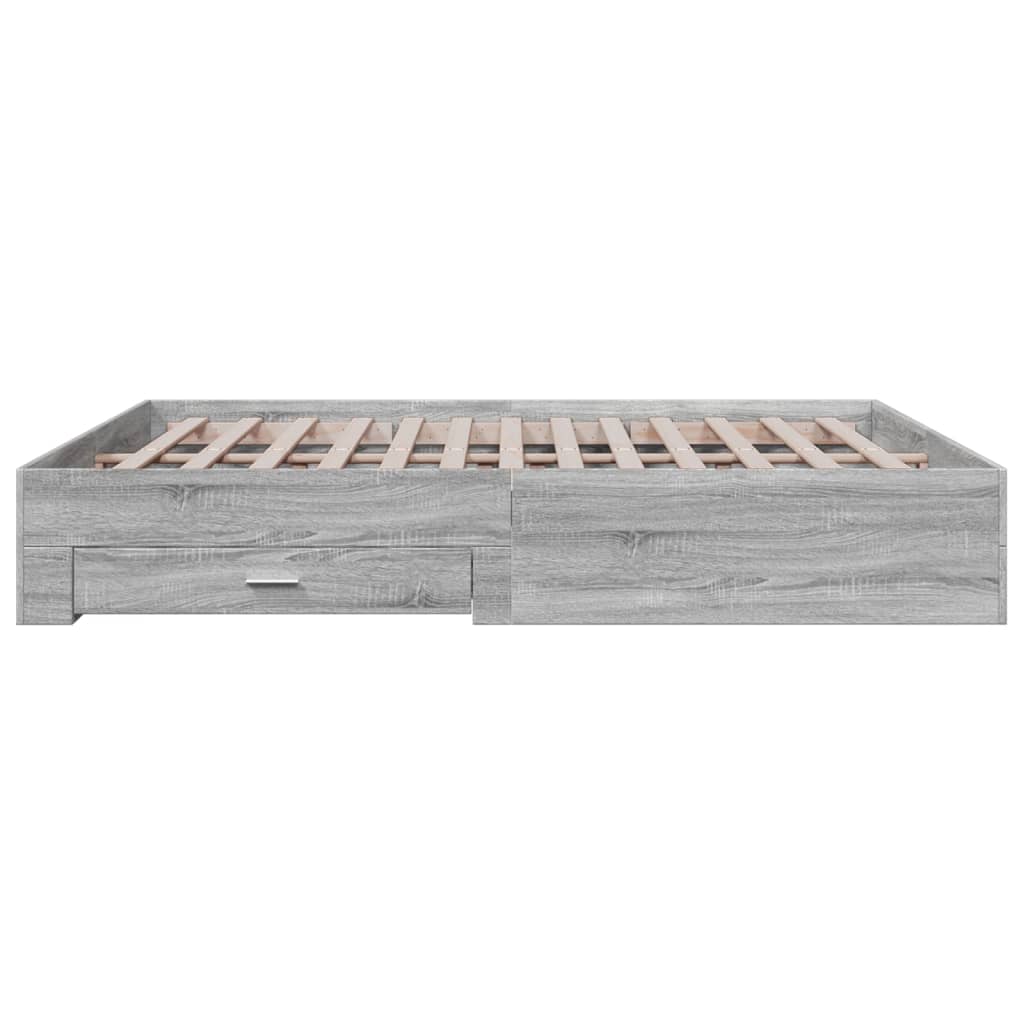 Bedframe met lades bewerkt hout grijs sonoma eiken 200x200 cm