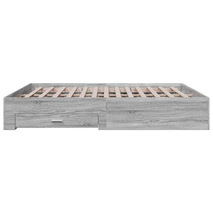 Bedframe met lades bewerkt hout grijs sonoma eiken 200x200 cm