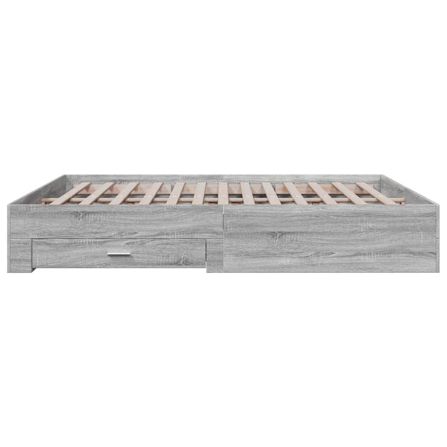 Bedframe met lades bewerkt hout grijs sonoma eiken 200x200 cm