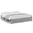 Bed frame with drawers engineered wood grey Sonoma oak 200x200 cm