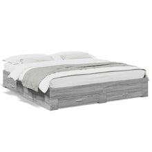 Bedframe met lades bewerkt hout grijs sonoma eiken 200x200 cm