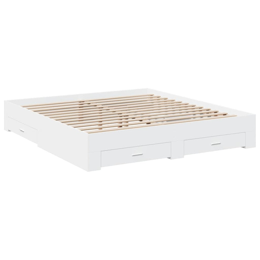 Bedframe met lades bewerkt hout wit 180x200 cm