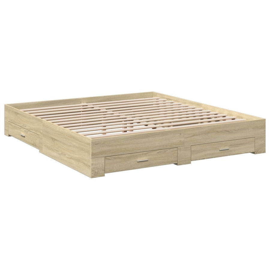 Bedframe met lades bewerkt hout sonoma eikenkleurig 180x200 cm
