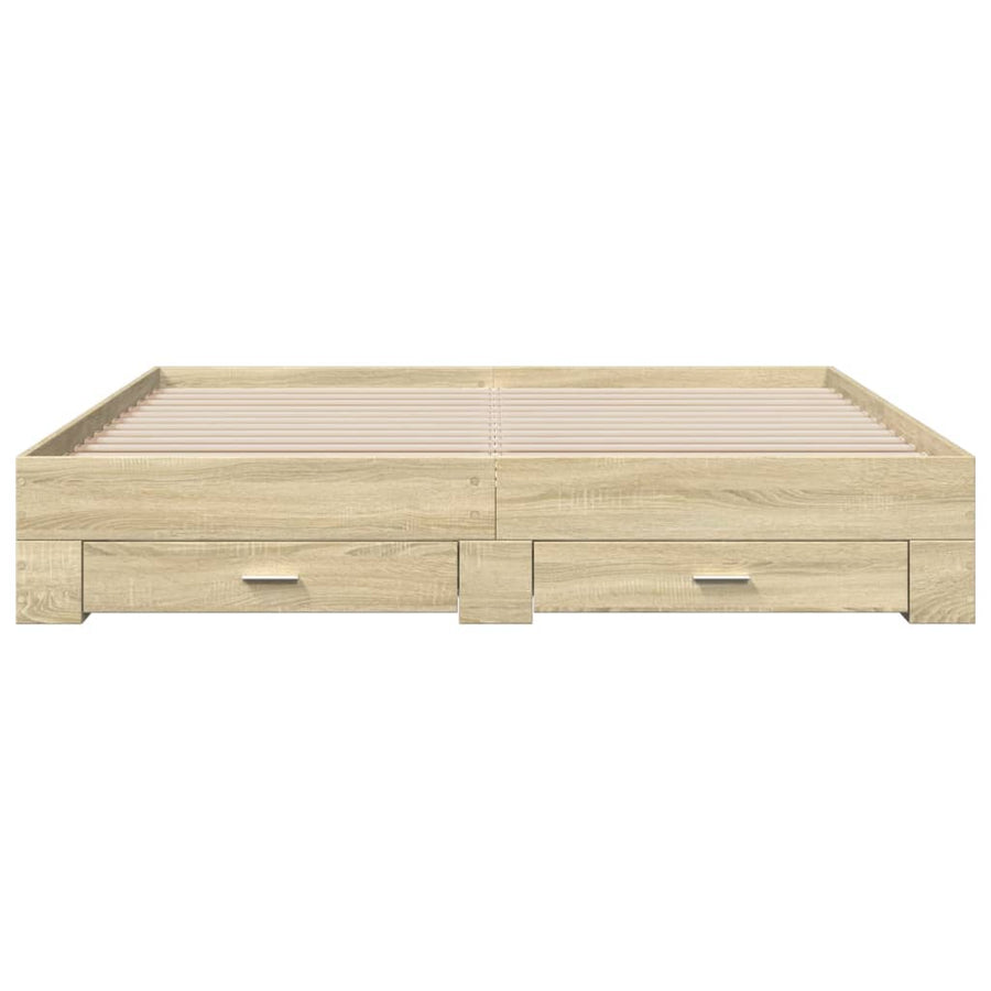 Bedframe met lades bewerkt hout sonoma eikenkleurig 180x200 cm