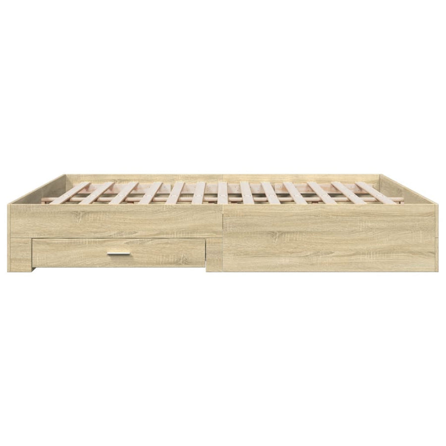 Bedframe met lades bewerkt hout sonoma eikenkleurig 180x200 cm