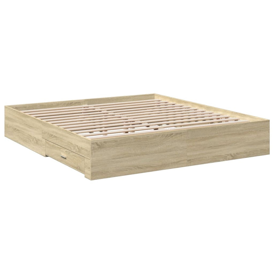 Bedframe met lades bewerkt hout sonoma eikenkleurig 180x200 cm