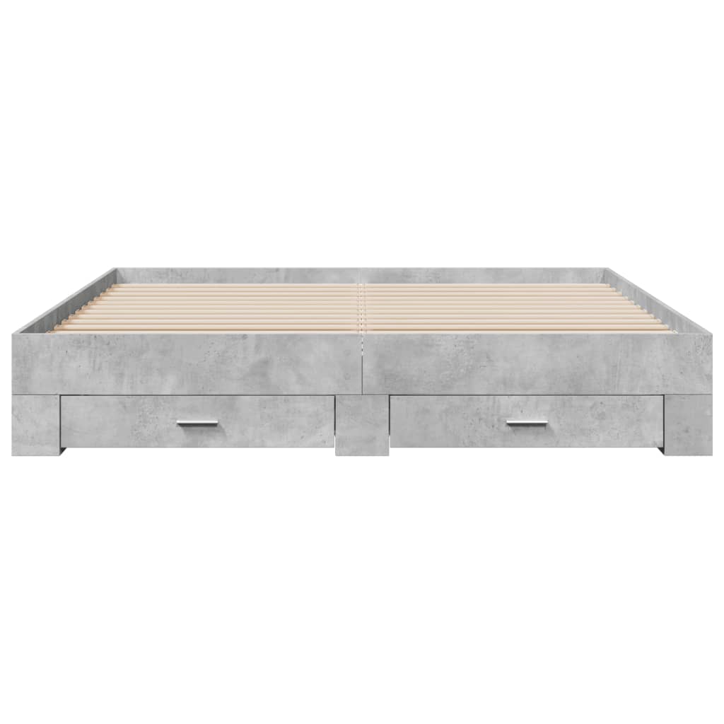 Bedframe met lades bewerkt hout betongrijs 180x200 cm