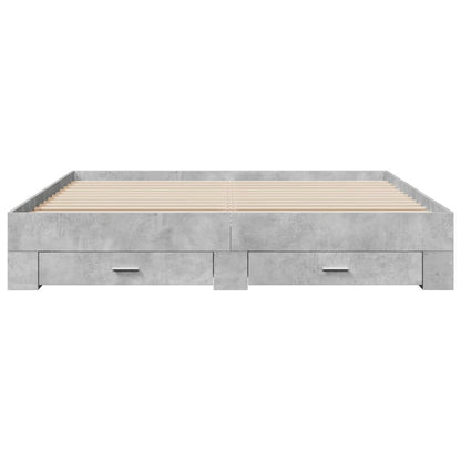 Bedframe met lades bewerkt hout betongrijs 180x200 cm