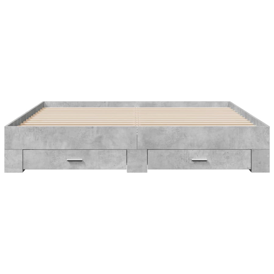 Bedframe met lades bewerkt hout betongrijs 180x200 cm