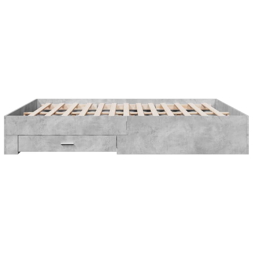 Bedframe met lades bewerkt hout betongrijs 180x200 cm