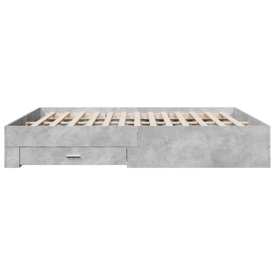 Bedframe met lades bewerkt hout betongrijs 180x200 cm