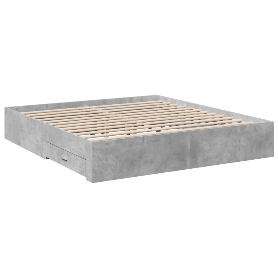 Bedframe met lades bewerkt hout betongrijs 180x200 cm
