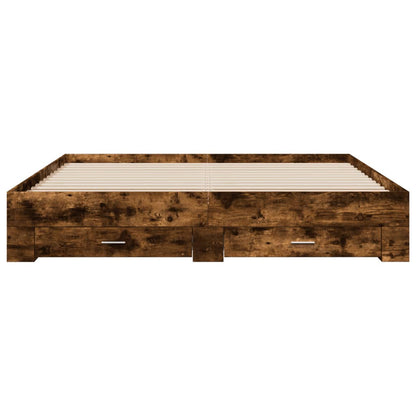 Bedframe met lades bewerkt hout gerookt eikenkleurig 180x200 cm
