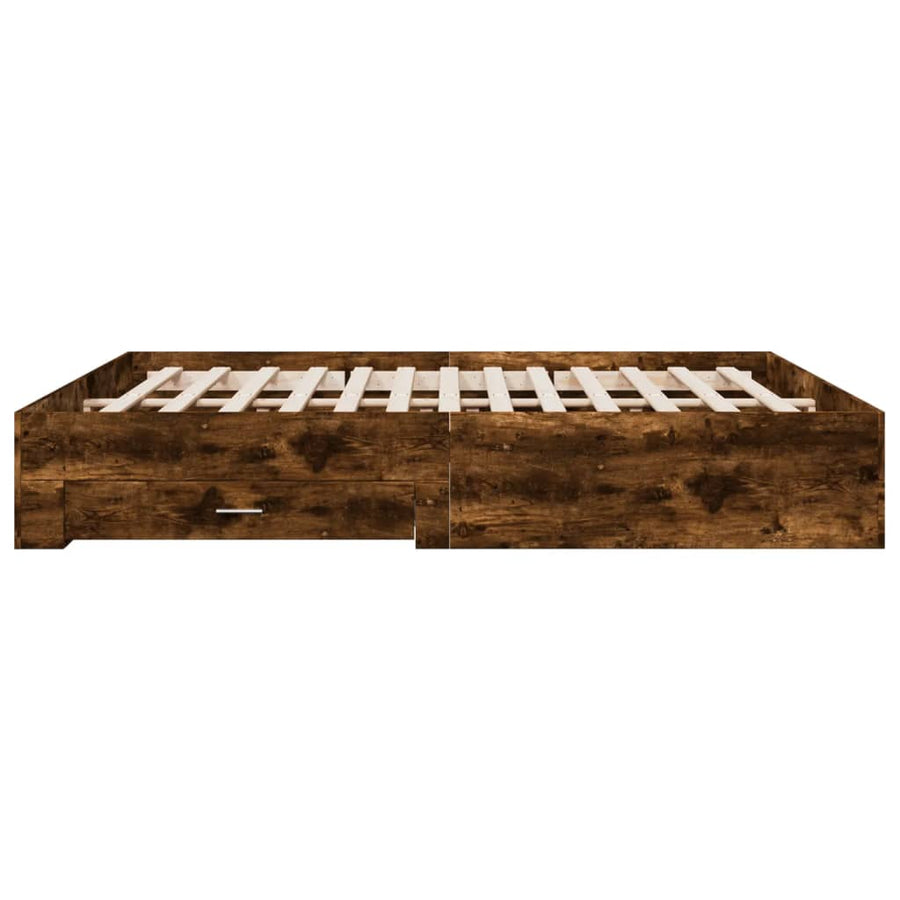 Bedframe met lades bewerkt hout gerookt eikenkleurig 180x200 cm