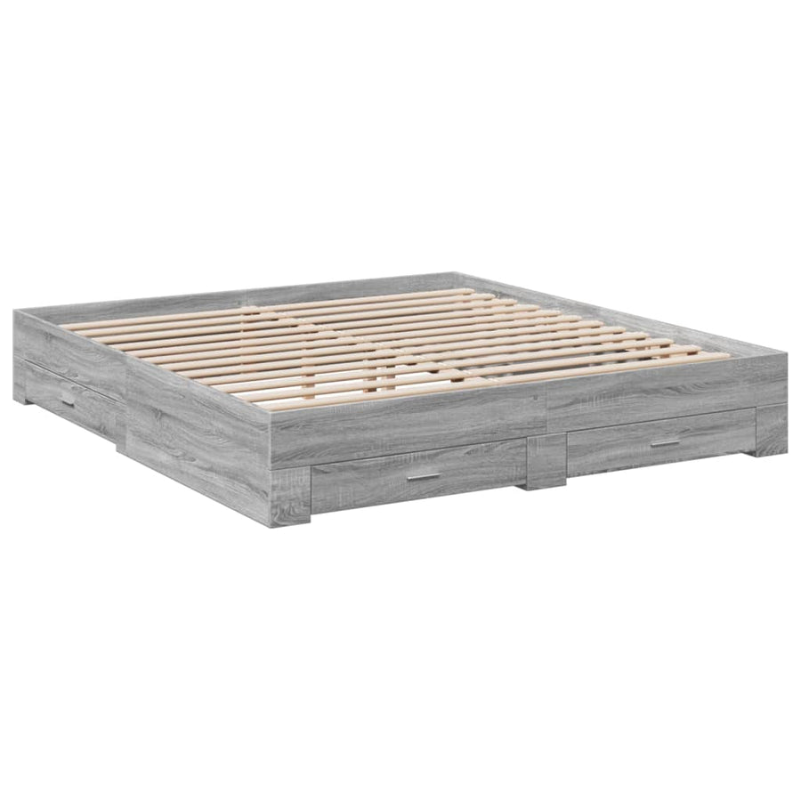 Bedframe met lades bewerkt hout grijs sonoma eiken 180x200 cm