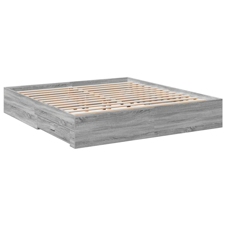 Bedframe met lades bewerkt hout grijs sonoma eiken 180x200 cm