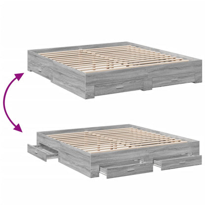 Bedframe met lades bewerkt hout grijs sonoma eiken 180x200 cm