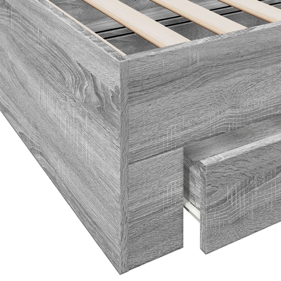 Bedframe met lades bewerkt hout grijs sonoma eiken 180x200 cm