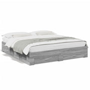 Bed frame with drawers engineered wood grey Sonoma oak 180x200 cm