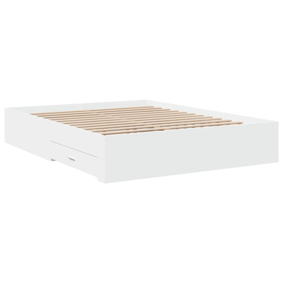 Bedframe met lades bewerkt hout wit 160x200 cm