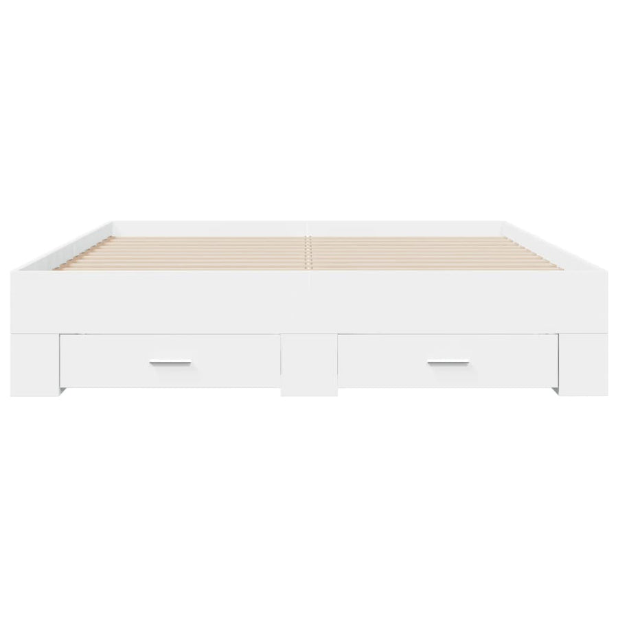 Bedframe met lades bewerkt hout wit 160x200 cm