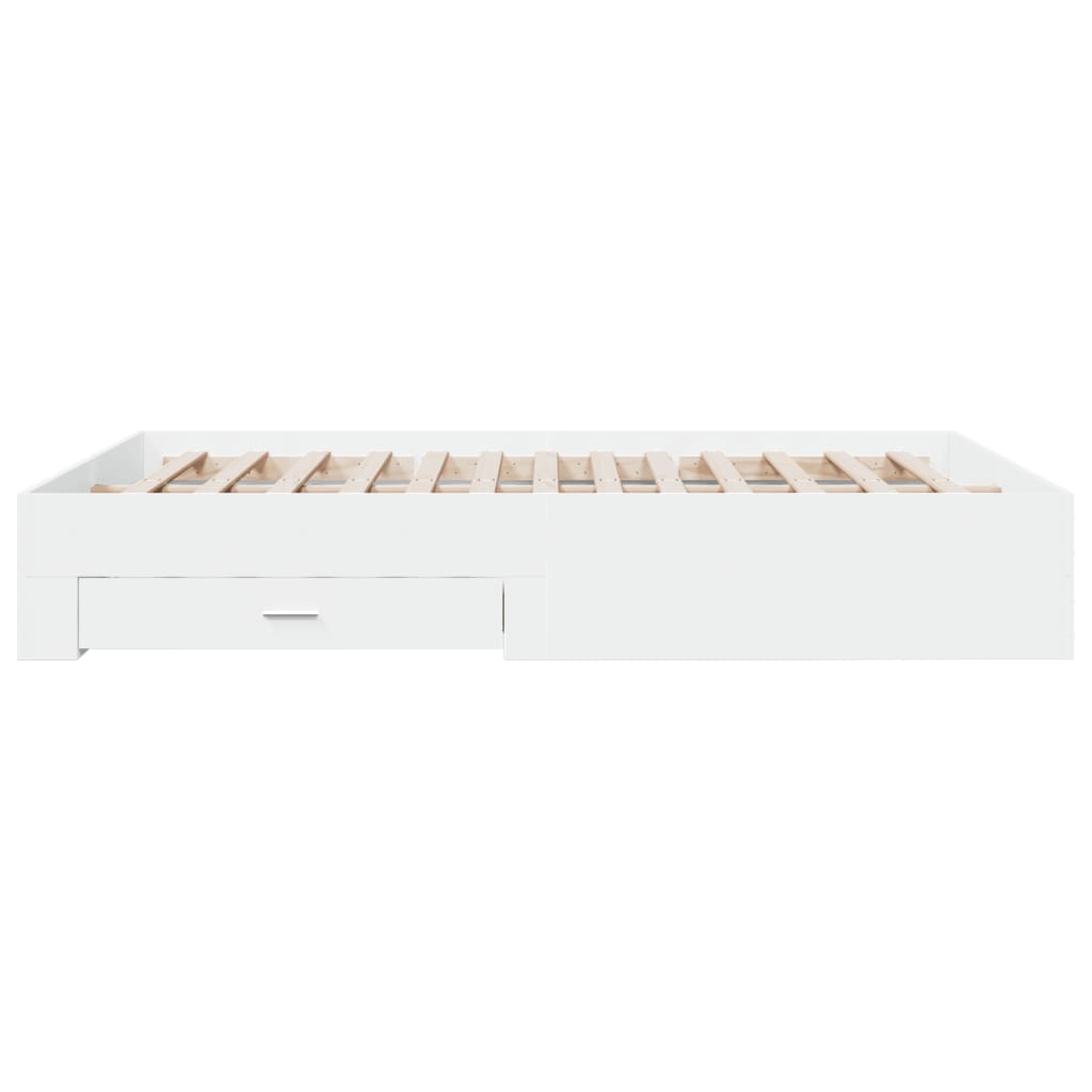 Bedframe met lades bewerkt hout wit 160x200 cm