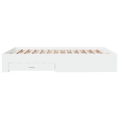 Bedframe met lades bewerkt hout wit 160x200 cm