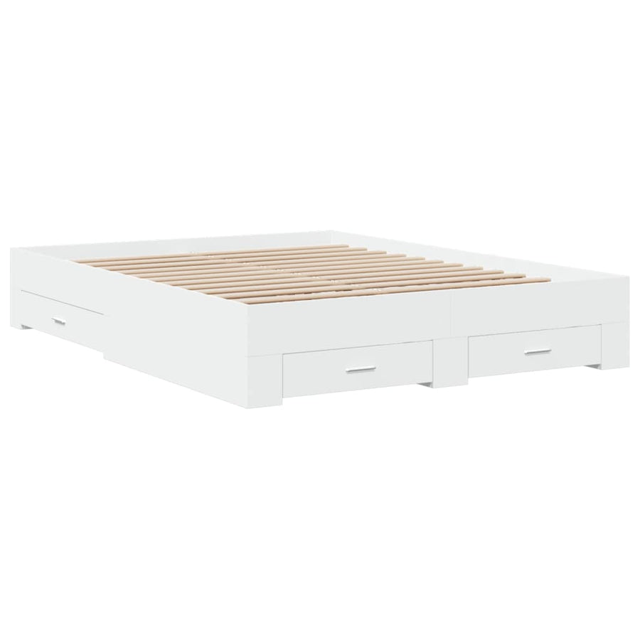 Bedframe met lades bewerkt hout wit 160x200 cm