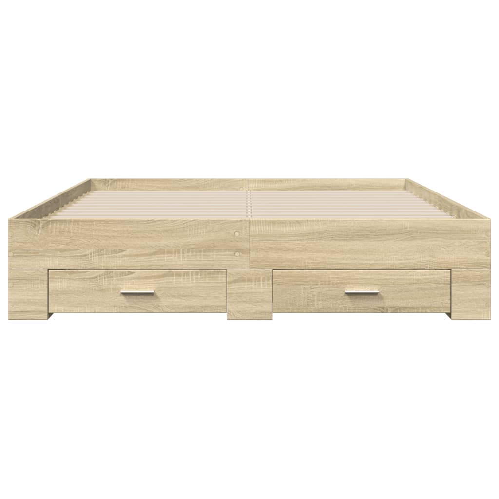 Bedframe met lades bewerkt hout sonoma eikenkleurig 160x200 cm