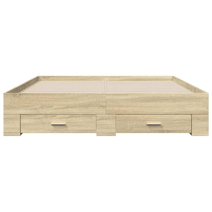 Bedframe met lades bewerkt hout sonoma eikenkleurig 160x200 cm