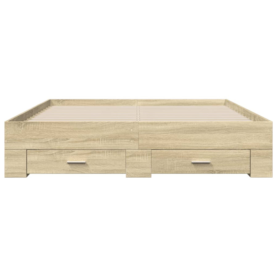 Bedframe met lades bewerkt hout sonoma eikenkleurig 160x200 cm