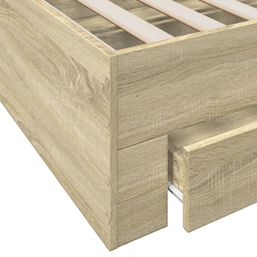 Bedframe met lades bewerkt hout sonoma eikenkleurig 160x200 cm