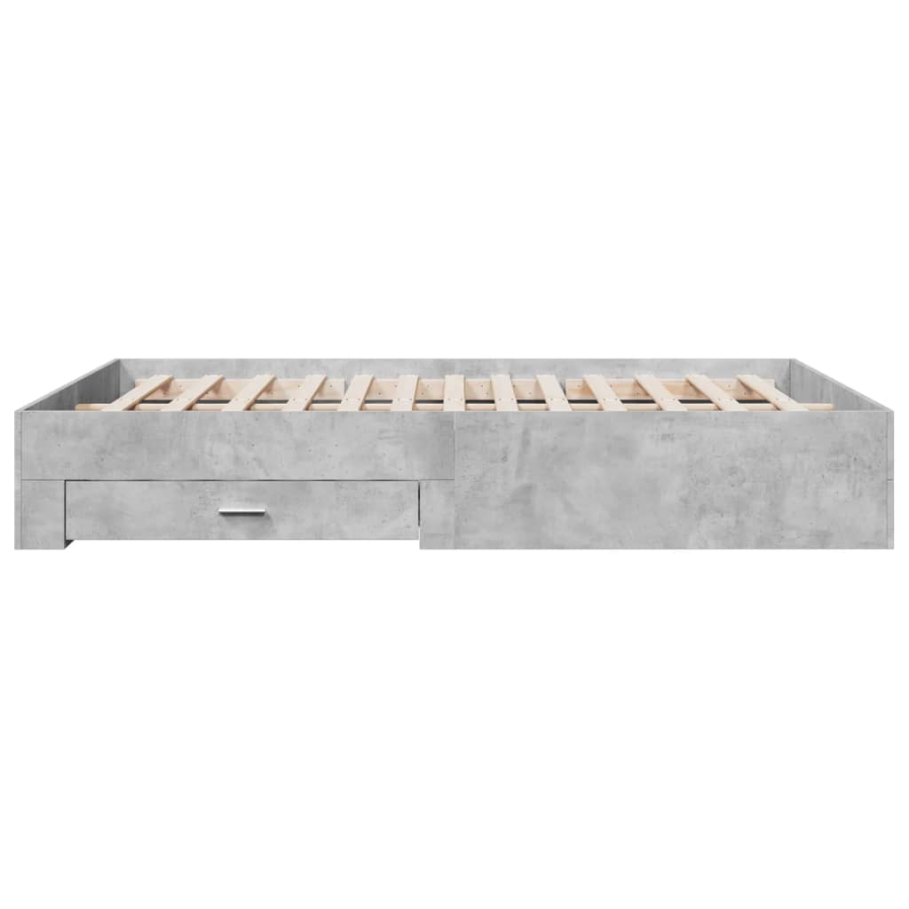 Bedframe met lades bewerkt hout betongrijs 160x200 cm