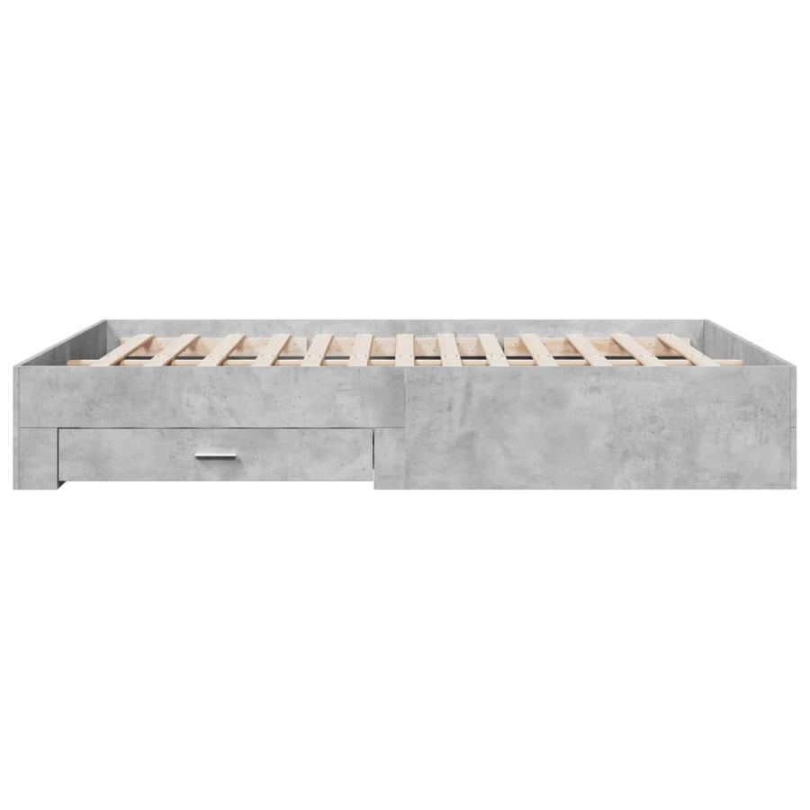 Bedframe met lades bewerkt hout betongrijs 160x200 cm