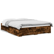 Bedframe met lades bewerkt hout gerookt eiken 160x200 cm