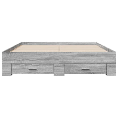 Bedframe met lades bewerkt hout grijs sonoma eiken 160x200 cm